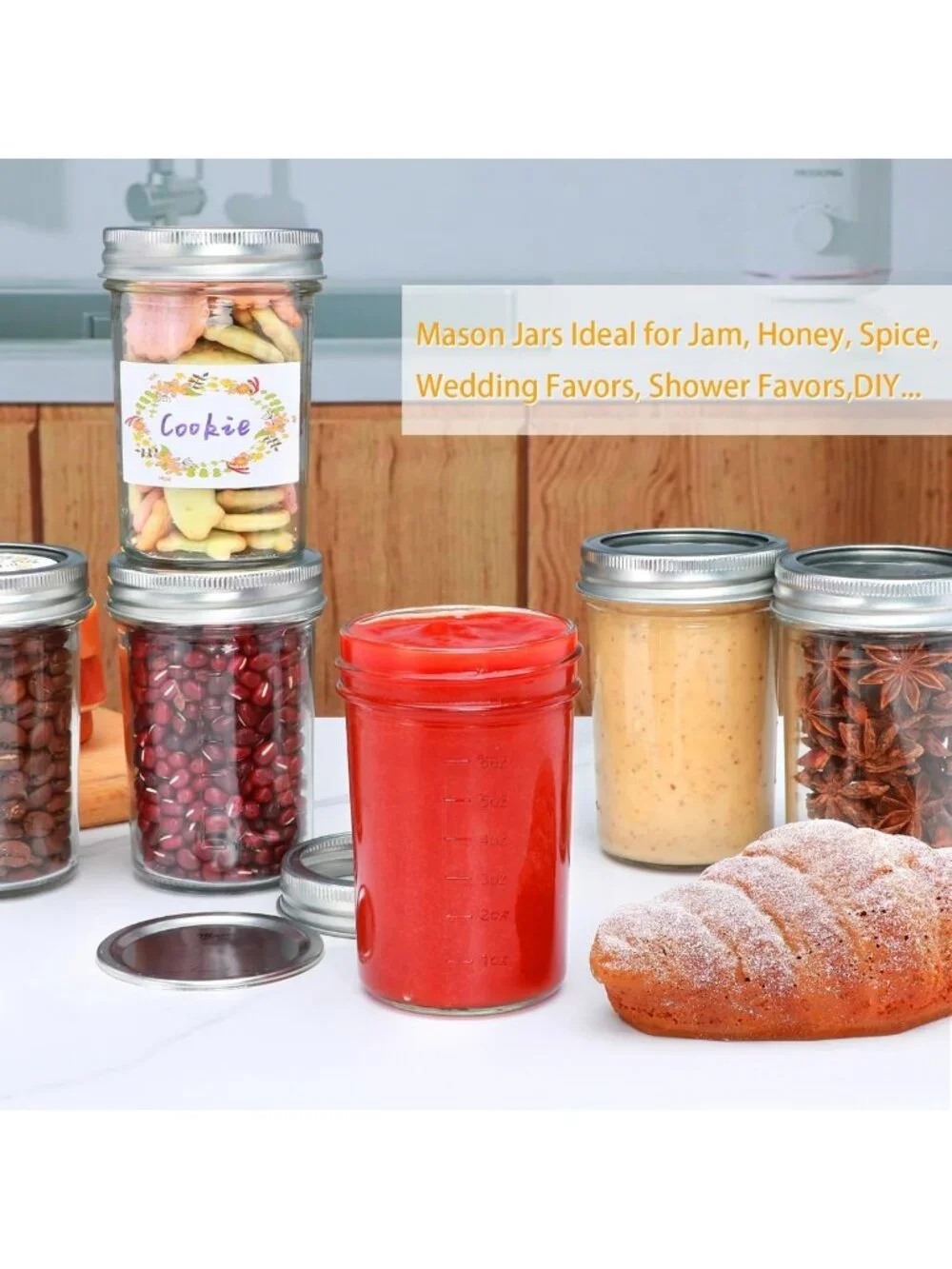 30 Pack Half Pint Mason Jars with Lids - Perfect for Canning & Storage